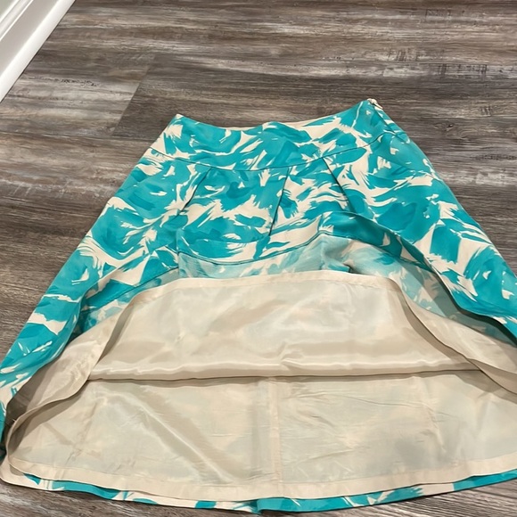 LK Bennett aquamarine brushstroke mirage a line skirt - Picture 4 of 7